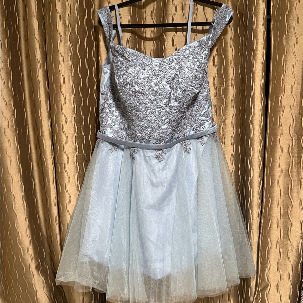 Elegant Blue Tulle and Appliqué Dress 16W NEW NO TAG